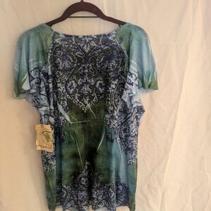 Desigual Blue and Green Patterned shirt